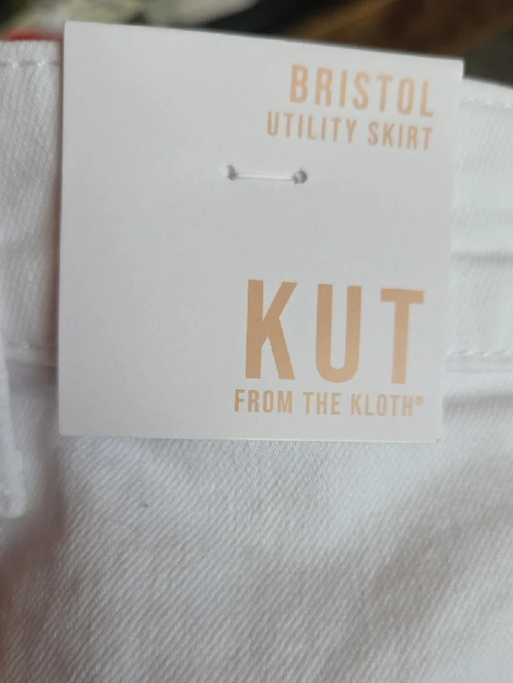 Kut from the Kloth White Denim‎ Mini Skirt with Front Pockets